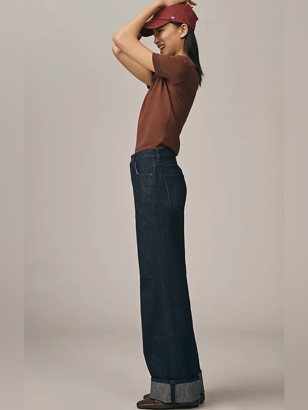 New Anthropology Pilcro Dark Blue Wide-Leg Cuffed Jeans - Picture 2 of 8